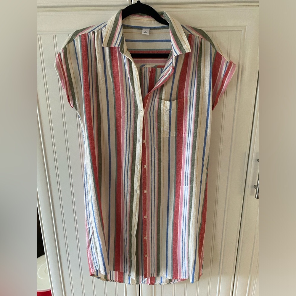 Striped Button-Up Dress